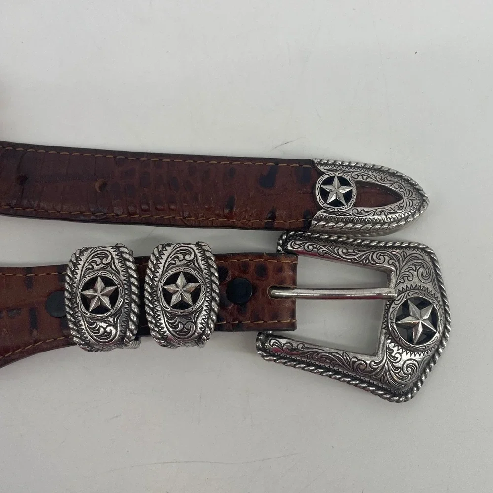 Tony Lama Belt 44 Brown Leather Country Crocodile Print Western USA‎ C421234